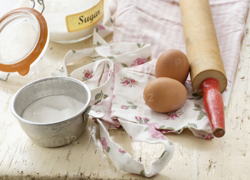 Studio shot of cake ingredients.