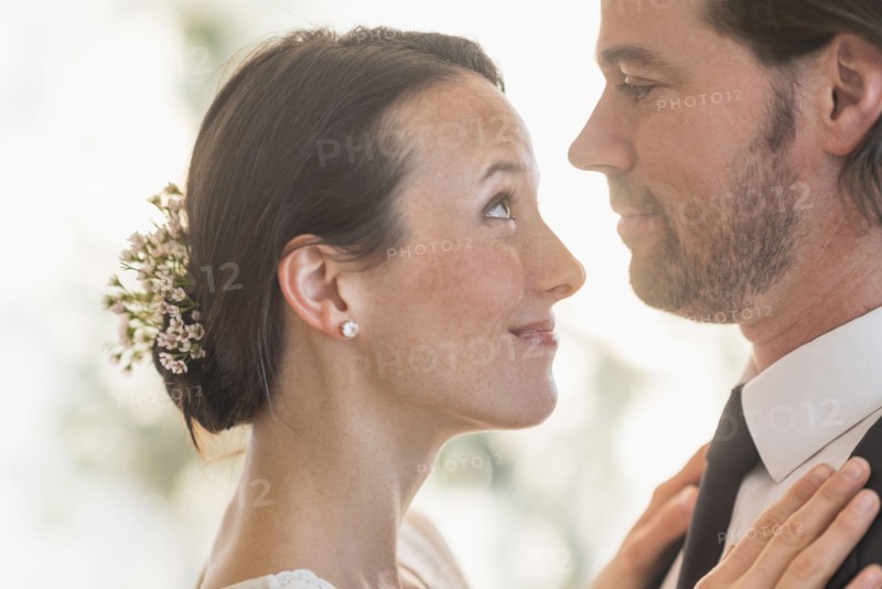 Bride and groom celebrating their wedding.