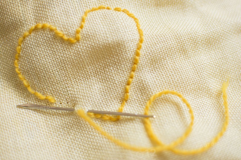 Stitched yellow heart