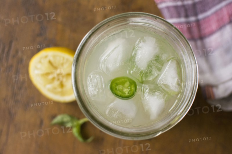 Studio shot of lemonade in jar