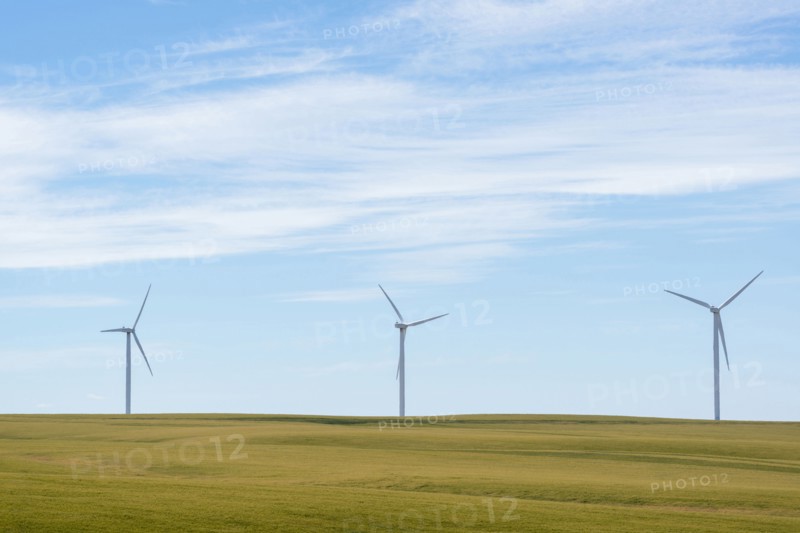 Wind turbines at green field