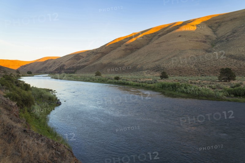 River at foot of hills