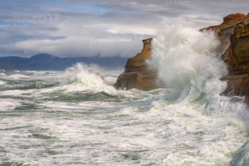 Cliffs and cloudy sky during storm