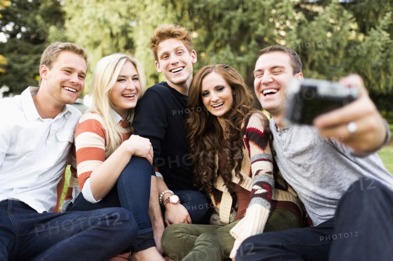 Group of friends taking selfie