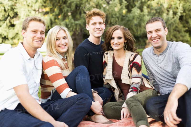 Portrait of group of friends in park