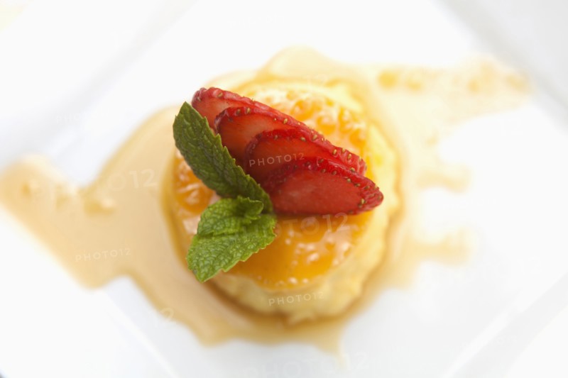 Elevated view of dessert on plate