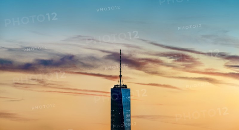 Freedom tower with sunset sky. New York City, New York.