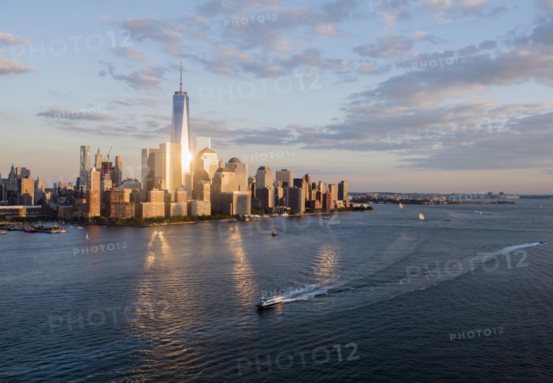 Manhattan skyline at sunset