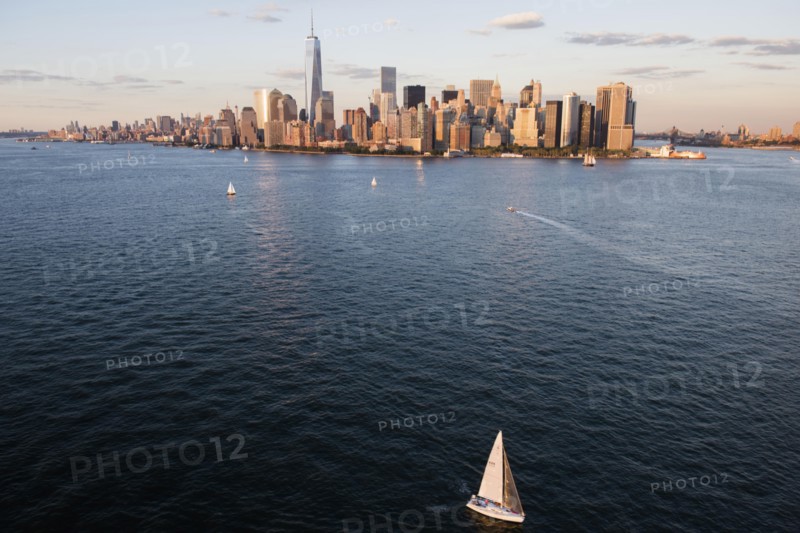 Manhattan skyline at sunset