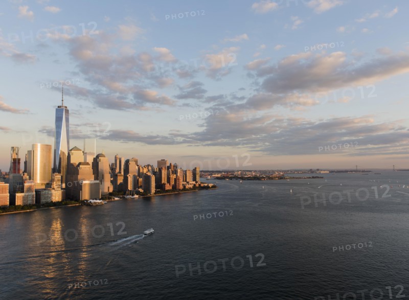 Manhattan skyline at sunset