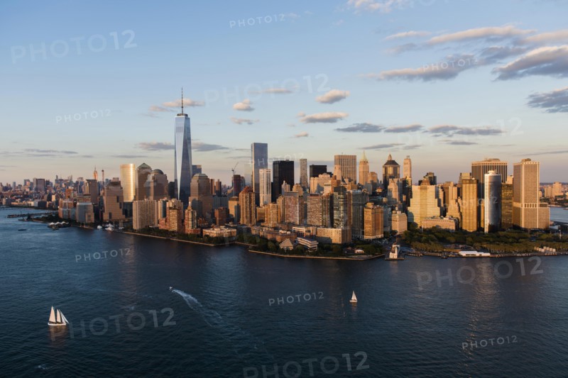 Manhattan skyline at sunset