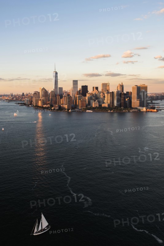 Manhattan skyline at sunset