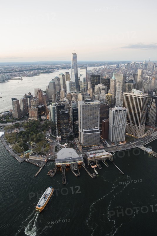 Aerial view of Lower Manhattan and One World Trade Center