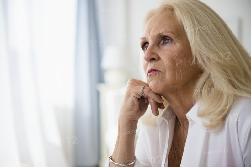 Portrait of blond senior woman