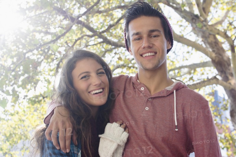 Portrait of young couple outdoors