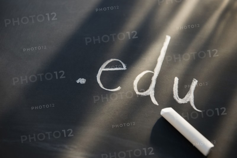 Chalk letter on blackboard