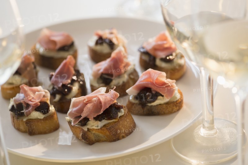 Studio Shot of canapes on plate
