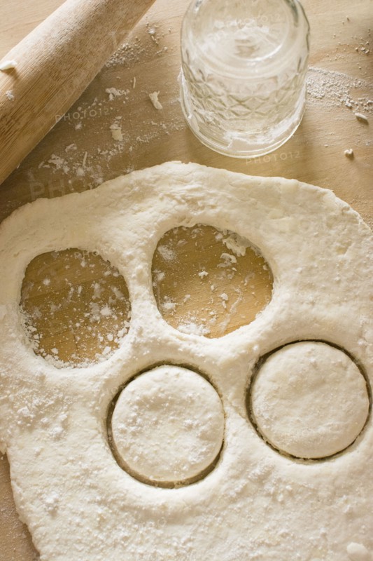 Circles cut out from fresh dough