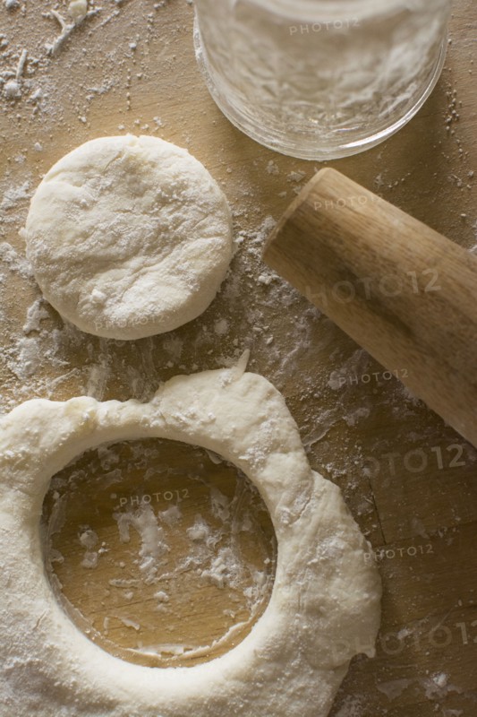 Circle cut out from fresh dough