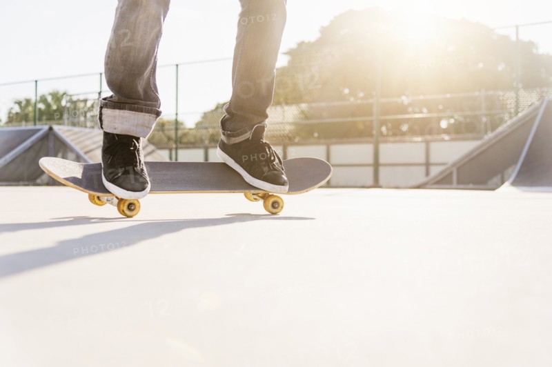 Man skateboarding in skatepark