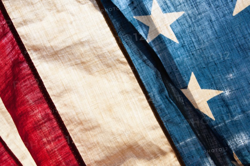 Close-up view of antique American flag