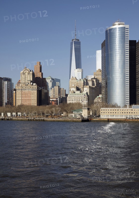 View of waterfront cityscape