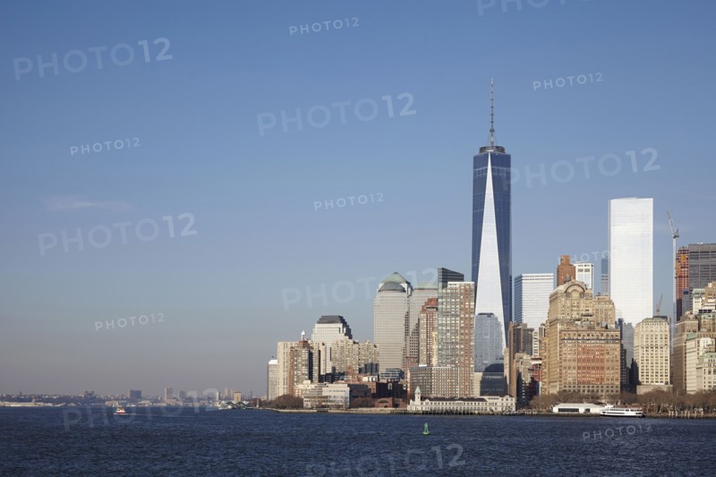 View of waterfront cityscape