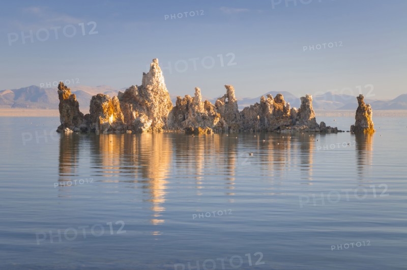 Rock formation in lake