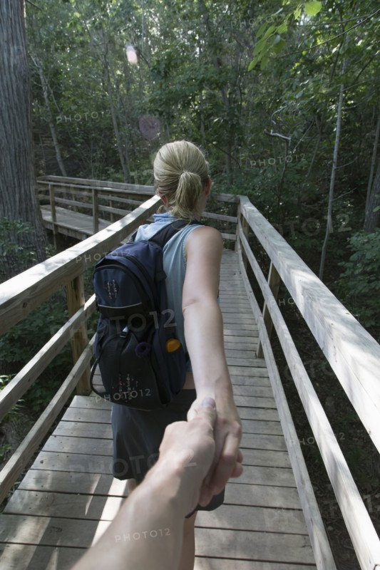 Mid-adult couple hiking