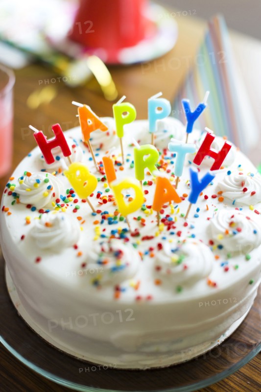 Birthday cake on table