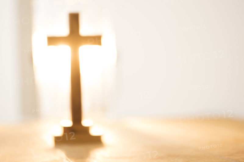 View of backlit cross.
