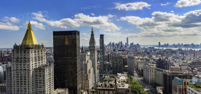Aerial view of residential district. USA, New York State, New York City.