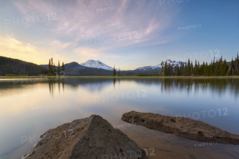 View of Sparks Lake at sunset