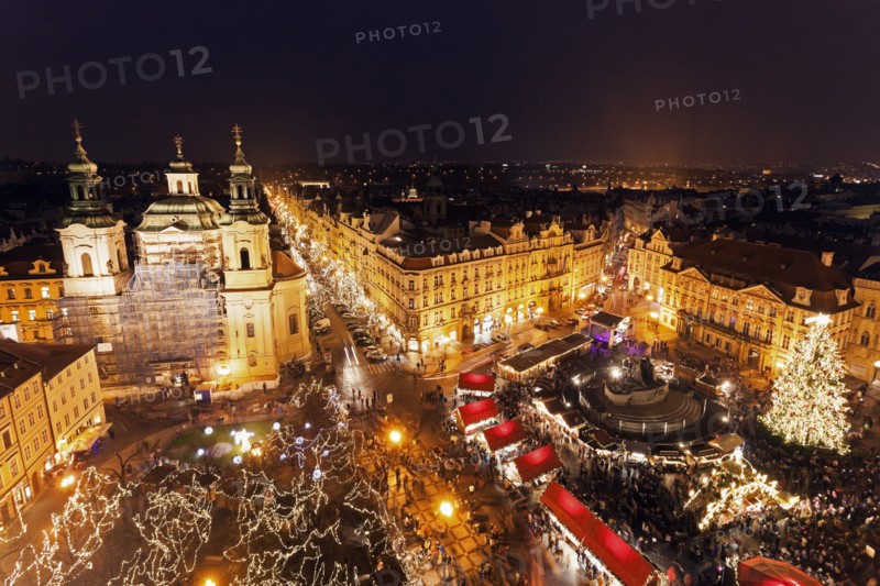 Town square at night