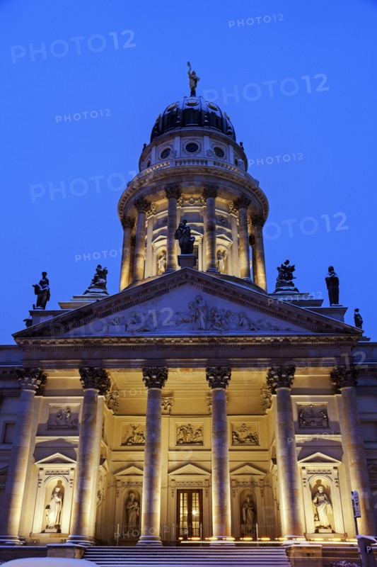Illuminated French Cathedral against clear sky