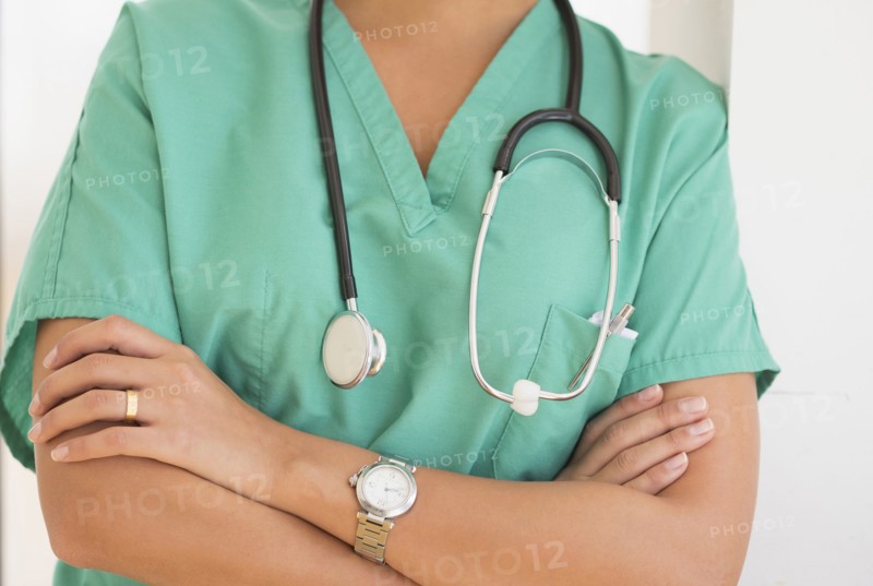 Young female doctor in hospital .