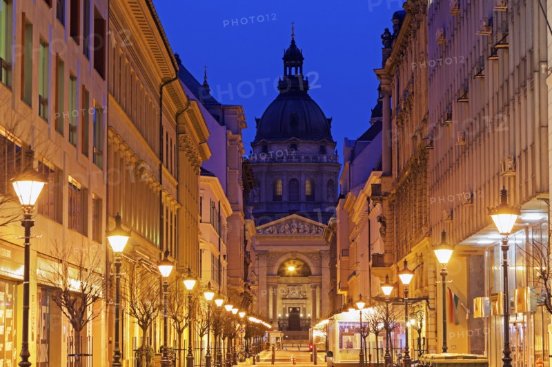 View along illuminated Zrinyi street