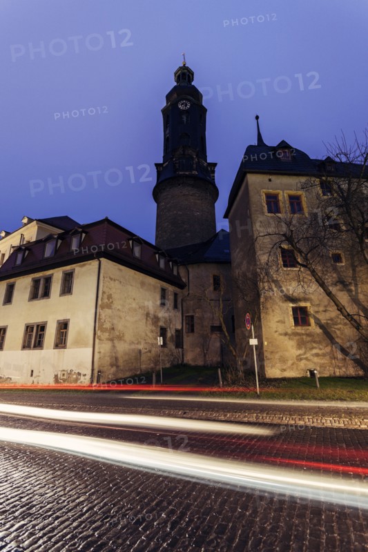 Light trails in old town