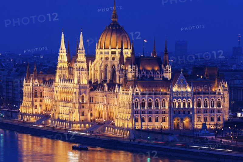 Hungarian Parliament illuminated at night