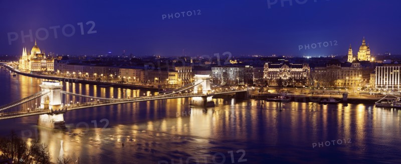 Waterfront cityscape with Chain Bridge