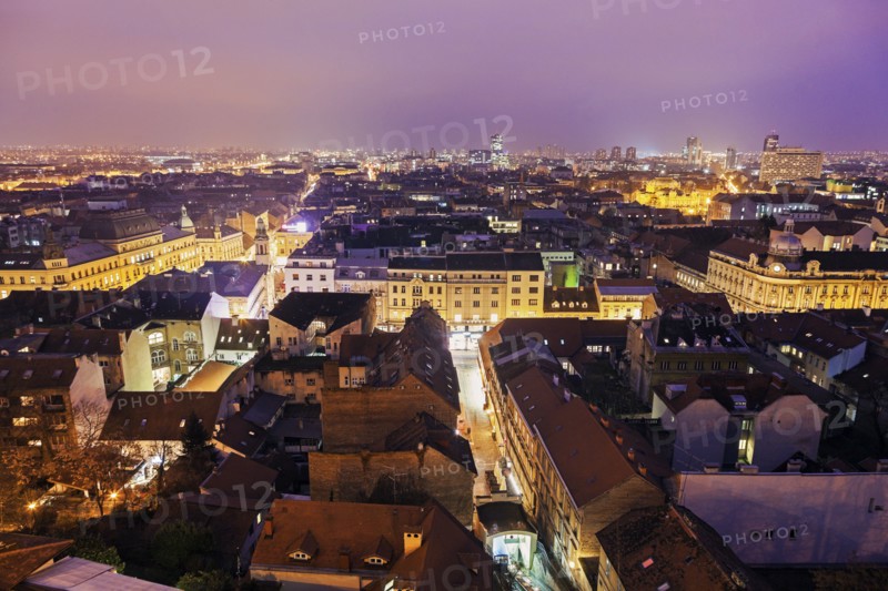 View of illuminated old town