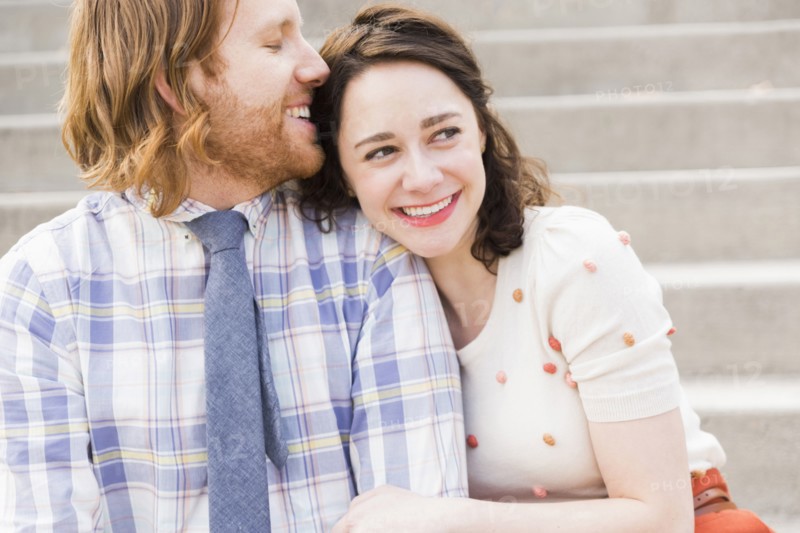 Smiling couple embracing