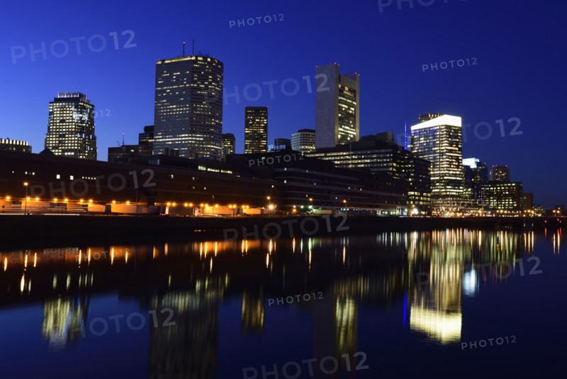 Financial district at night
