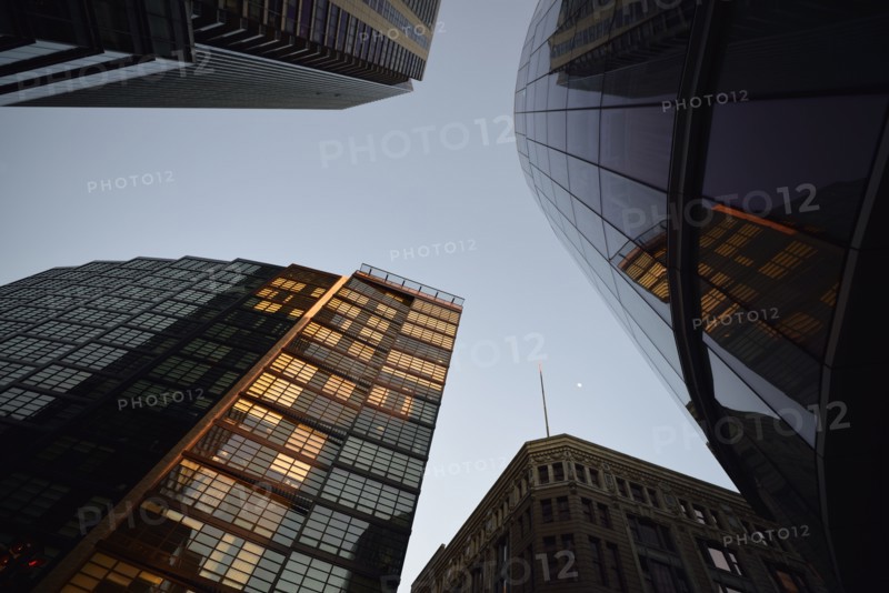 Low-angle view of downtown district