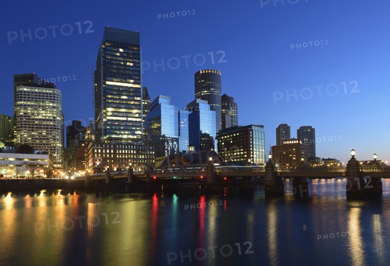 Waterfront and bridge at dawn
