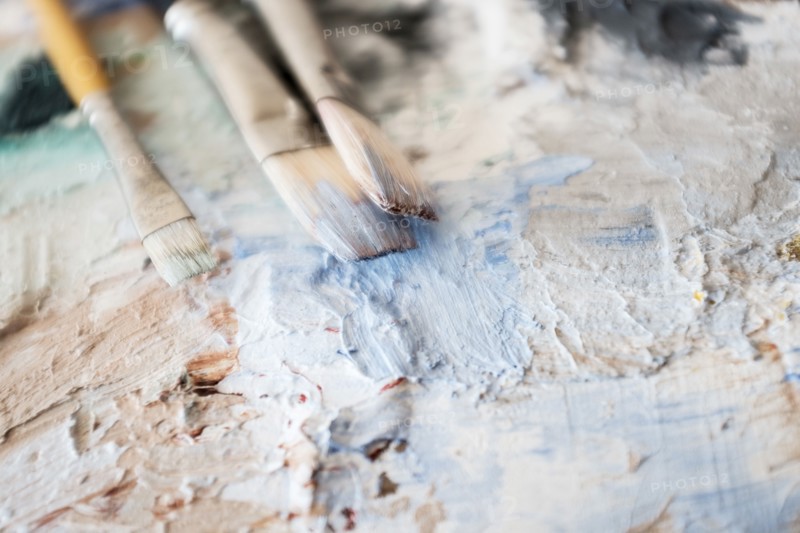 Paintbrushes and palette.
