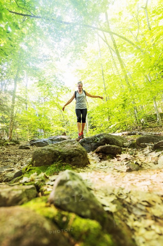 Female hiker in forest