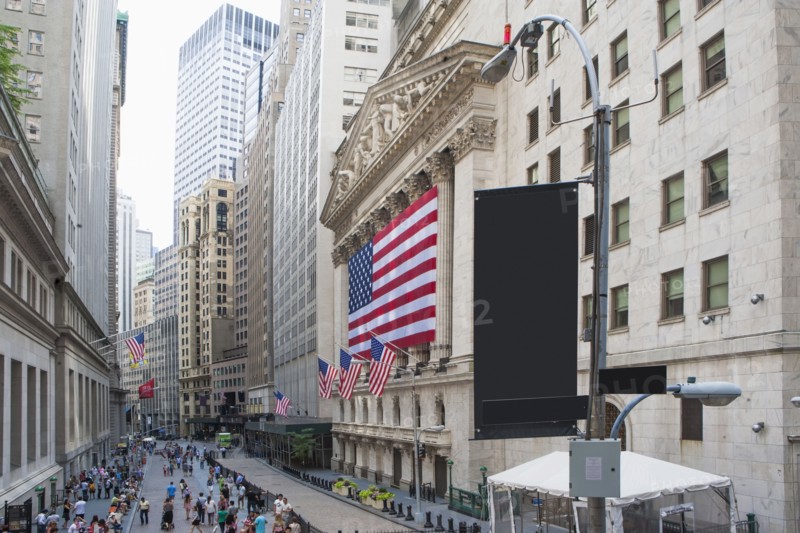 View of busy Wall Street