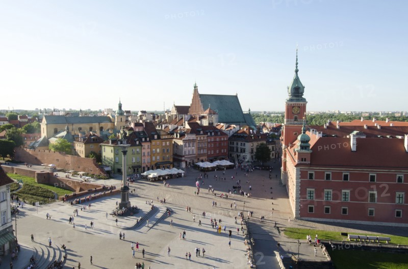 Elevated view of town square