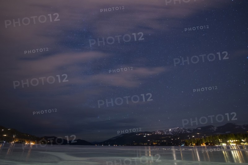 Frozen Whitefish Lake at night